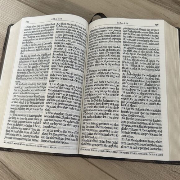 KJV Bible Dark Brown/Tan Portfolio Faux Leather - Picture 5 of 5